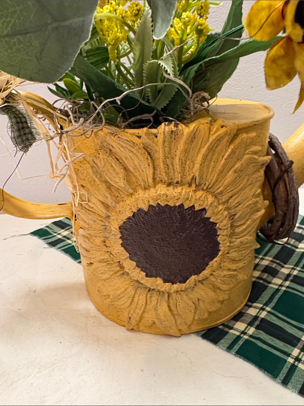 Yellow Sunflower Watering Can Floral Accents - Picture 2 of 5